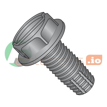 Newport Fasteners Thread Cutting Screw, #8-32 x 1/2 in, Black Oxide Steel Hex Head Slotted Drive, 10000 PK 427242